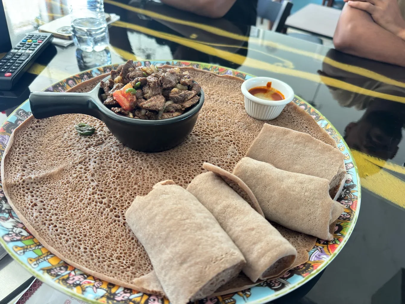 Tibs served with injera at Habesha Garden